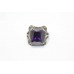 Sterling silver 925 Women's ring Marcasite purple zircon stone size 18